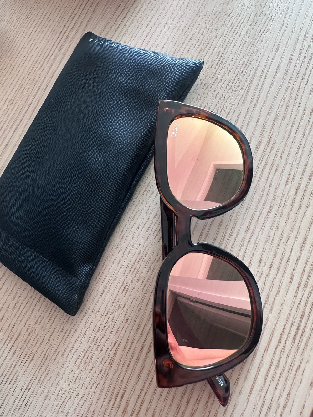 Quay Australia Tortoiseshell Sunglasses with Pink Gradient Lenses